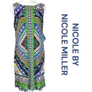 NICOLE BY NICOLE MILLER Sleeveless Print Midi Dress, Size M.